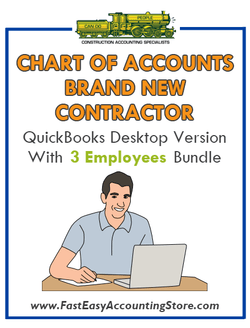 Brand New Contractor QuickBooks Chart Of Accounts Desktop Version 3 Employees Bundle - Fast Easy Accounting Store