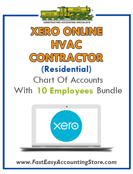 HVAC Contractor Residential Xero Online Chart Of Accounts With 0-10 Employees Bundle - Fast Easy Accounting Store