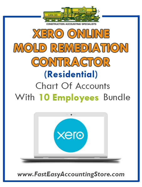 Mold Remediation Contractor Residential Xero Online Chart Of Accounts With 0-10 Employees Bundle - Fast Easy Accounting Store
