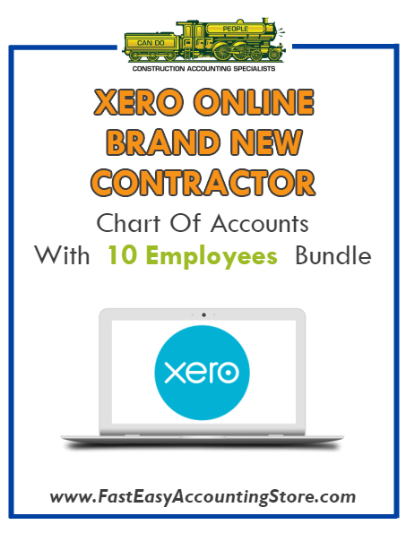Brand New Contractor Xero Online Chart Of Accounts With 0-10 Employees Bundle - Fast Easy Accounting Store
