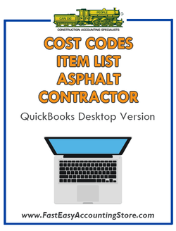 Asphalt Contractor QuickBooks Cost Codes Item List Desktop Version Bundle - Fast Easy Accounting Store