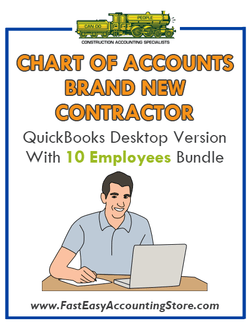 Brand New Contractor QuickBooks Chart Of Accounts Desktop Version 10 Employees Bundle - Fast Easy Accounting Store