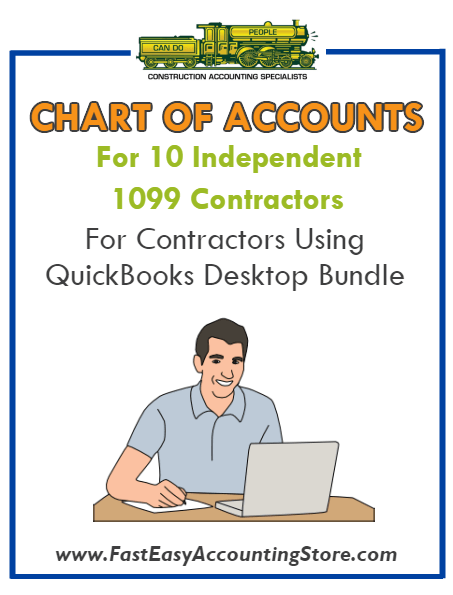 Chart Of Accounts For 10 Independent 1099 Contractors For Contractors Using QuickBooks Desktop Bundle - Fast Easy Accounting Store