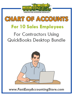 Chart Of Accounts For 10 Sales Employees For Contractors Using QuickBooks Desktop Bundle - Fast Easy Accounting Store