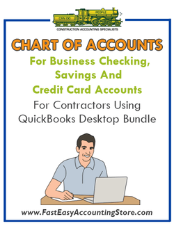 Chart of Accounts For Personal Checking, Savings And Credit Card Accounts For Contractors Using QuickBooks Desktop Bundle - Fast Easy Accounting Store