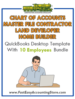 Land Developer And Home Builder Master File Contractor QuickBooks Chart Of Accounts Desktop Version Bundle - Fast Easy Accounting Store