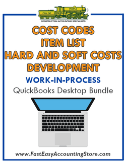 QuickBooks Cost Codes Item List Hard And Soft Costs Development Work-In-Process (WIP) Desktop Bundle - Fast Easy Accounting Store