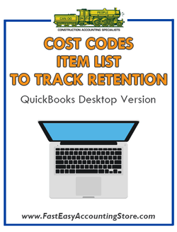 QuickBooks Cost Codes Item List To Track Retention Desktop Version Bundle - Fast Easy Accounting Store