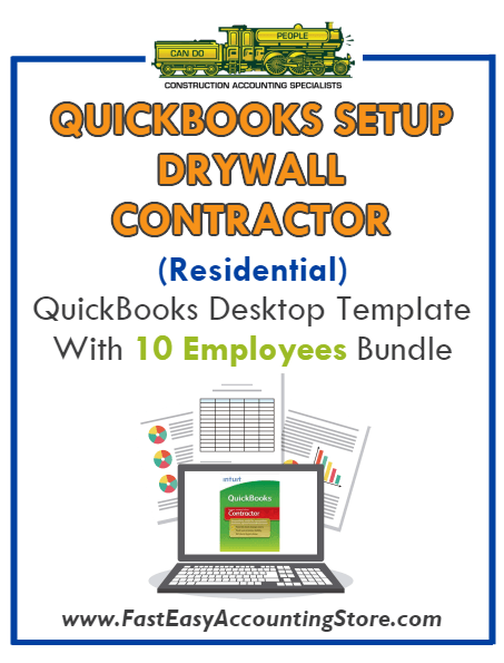 Drywall Contractor Residential QuickBooks Setup Desktop Template 10 Employees Bundle - Fast Easy Accounting Store