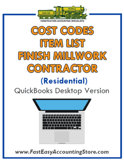 Finish Millwork Contractor Residential QuickBooks Cost Codes Item List Desktop Version Bundle - Fast Easy Accounting Store