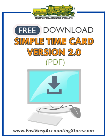 Free Contractor Simple Time Card Version 2 PDF Template - Fast Easy Accounting Store