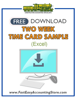 Free Contractor Two-Week Time Card Excel Template - Fast Easy Accounting Store