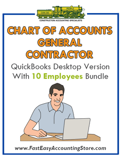 General Contractor QuickBooks Chart Of Accounts Desktop Version With 10 Employees Bundle - Fast Easy Accounting Store