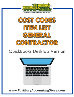 General Contractor QuickBooks Cost Codes Item List Desktop Version Bundle - Fast Easy Accounting Store