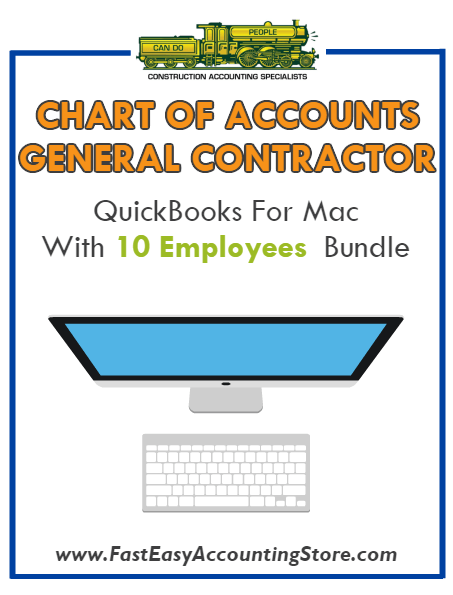 General Contractor Residential QuickBooks Chart Of Accounts Mac Version With 0-10 Employees Bundle - Fast Easy Accounting Store