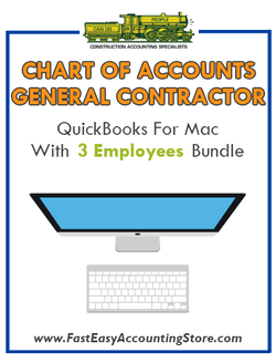General Contractor Residential QuickBooks Chart Of Accounts Mac Version With 0-3 Employees Bundle - Fast Easy Accounting Store