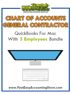 General Contractor Residential QuickBooks Chart Of Accounts Mac Version With 0-5 Employees Bundle - Fast Easy Accounting Store
