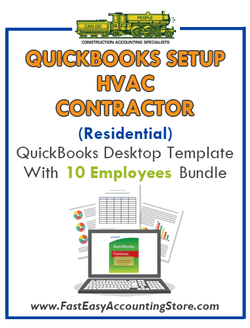 HVAC Contractor Residential QuickBooks Setup Desktop Template 10 Employees Bundle - Fast Easy Accounting Store