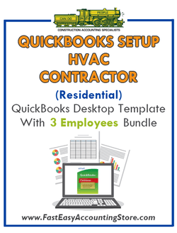 HVAC Contractor Residential QuickBooks Setup Desktop Template 3 Employees Bundle - Fast Easy Accounting Store