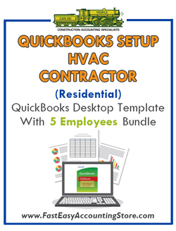 HVAC Contractor Residential QuickBooks Setup Desktop Template 5 Employees Bundle - Fast Easy Accounting Store