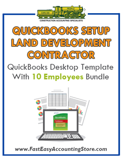 Land Development Contractor QuickBooks Setup Desktop Template With 10 Employees Bundle - Fast Easy Accounting Store
