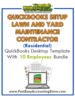 Lawn And Yard Maintenance Contractor Residential QuickBooks Setup Desktop Template 0-10 Employees Bundle - Fast Easy Accounting Store