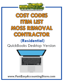 Moss Removal Contractor Residential QuickBooks Cost Codes Item List Desktop Version Bundle - Fast Easy Accounting Store