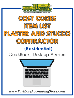 Plaster And Stucco Contractor Residential QuickBooks Cost Codes Item List Desktop Version Bundle - Fast Easy Accounting Store