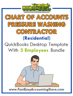 Pressure Washing Contractor Residential QuickBooks Chart Of Accounts Desktop Version With 0-5 Employees Bundle - Fast Easy Accounting Store