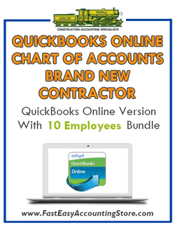 Brand New Contractor QuickBooks Online Chart Of Accounts With 0-10 Employees Bundle - Fast Easy Accounting Store