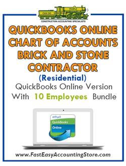 Brick And Stone Contractor Residential QuickBooks Online Chart Of Accounts With 0-10 Employees Bundle - Fast Easy Accounting Store