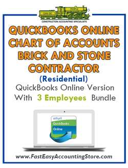 Brick And Stone Contractor Residential QuickBooks Online Chart Of Accounts With 0-3 Employees Bundle - Fast Easy Accounting Store