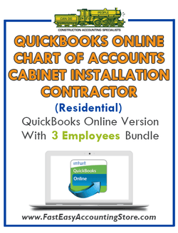 Cabinet Installation Contractor Residential QuickBooks Online Chart Of Accounts With 0-3 Employees Bundle - Fast Easy Accounting Store