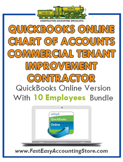Commercial Tenant Improvement Contractor QuickBooks Online Chart Of Accounts With 0-10 Employees Bundle - Fast Easy Accounting Store