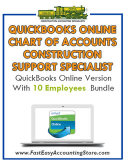 Construction Support Specialist QuickBooks Online Chart Of Accounts With 0-10 Employees Bundle - Fast Easy Accounting Store