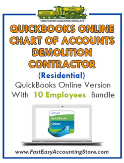 Demolition Contractor Residential QuickBooks Online Chart Of Accounts With 0-10 Employees Bundle - Fast Easy Accounting Store