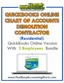 Demolition Contractor Residential QuickBooks Online Chart Of Accounts With 0-3 Employees Bundle - Fast Easy Accounting Store