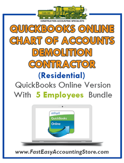 Demolition Contractor Residential QuickBooks Online Chart Of Accounts With 0-5 Employees Bundle - Fast Easy Accounting Store