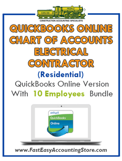 Electrical Contractor Residential QuickBooks Online Chart Of Accounts With 0-10 Employees Bundle - Fast Easy Accounting Store