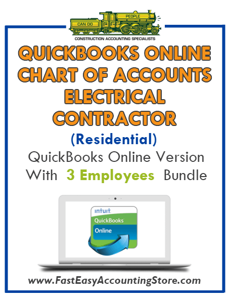 Electrical Contractor Residential Xero Online Chart Of Accounts With 0-3 Employees Bundle - Fast Easy Accounting Store