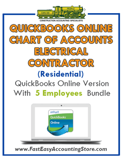 Electrical Contractor Residential QuickBooks Online Chart Of Accounts With 0-5 Employees Bundle - Fast Easy Accounting Store