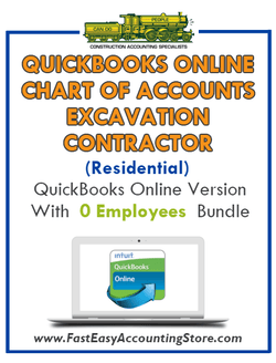 Excavation Contractor Residential QuickBooks Online Chart Of Accounts With 0 Employees Bundle - Fast Easy Accounting Store