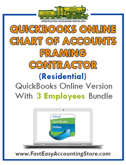 Framing Contractor Residential QuickBooks Online Chart Of Accounts With 0-3 Employees Bundle - Fast Easy Accounting Store