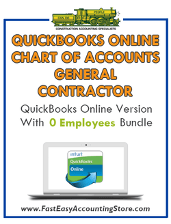 General Contractor QuickBooks Online Chart Of Accounts With 0 Employees Bundle - Fast Easy Accounting Store