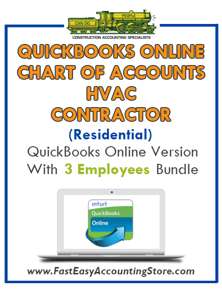 HVAC Contractor Residential QuickBooks Online Chart Of Accounts With 0-3 Employees Bundle - Fast Easy Accounting Store