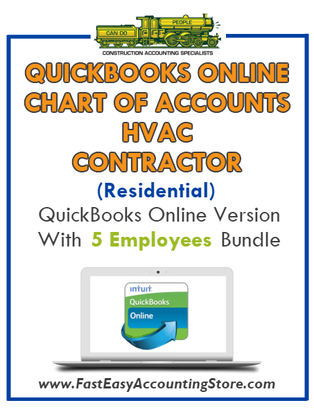 HVAC Contractor Residential QuickBooks Online Chart Of Accounts With 0-5 Employees Bundle - Fast Easy Accounting Store