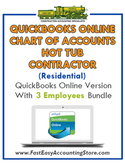Hot Tub Contractor Residential QuickBooks Online Chart Of Accounts With 0-3 Employees Bundle - Fast Easy Accounting Store