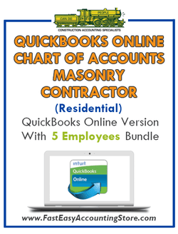 Masonry Contractor Residential QuickBooks Online Chart Of Accounts With 0-5 Employees Bundle - Fast Easy Accounting Store