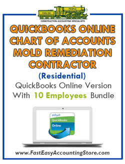 Mold Remediation Contractor Residential QuickBooks Online Chart Of Accounts With 0-10 Employees Bundle - Fast Easy Accounting Store