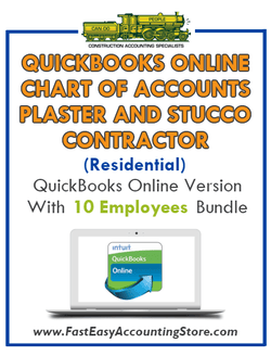 Plaster And Stucco Contractor Residential QuickBooks Online Chart Of Accounts With 0-10 Employees Bundle - Fast Easy Accounting Store